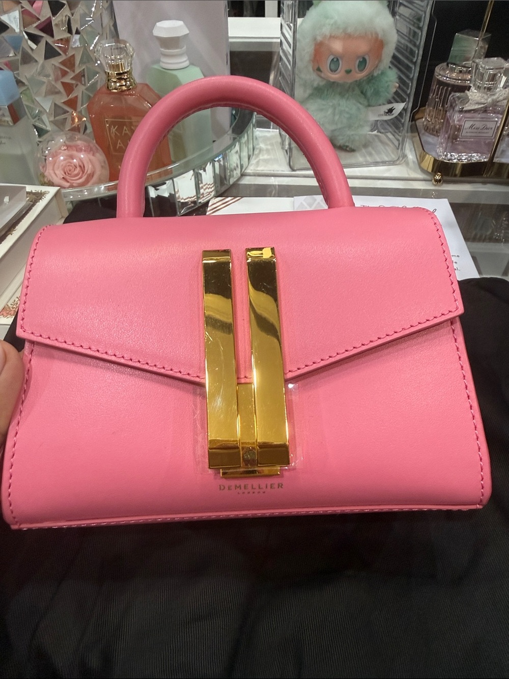 DeMellier Pink The Nano Montreal Top-Handle Bag with Gold Hardware